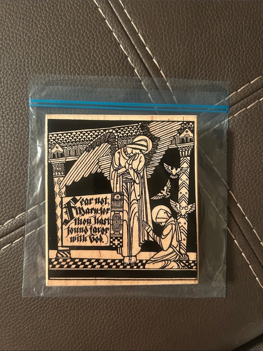 rubber stamp Gabriel and Mary, “fear not Mary”